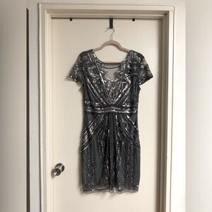 Elegant Silver Sequin Dress Holiday Christmas